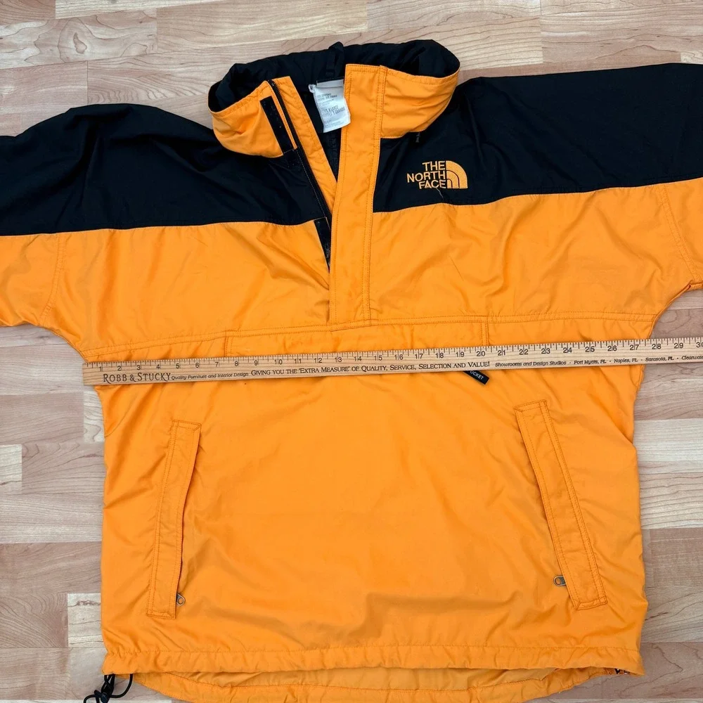 The North Face Mens XL Orange Black Colorblock Anorak Pullover Jacket